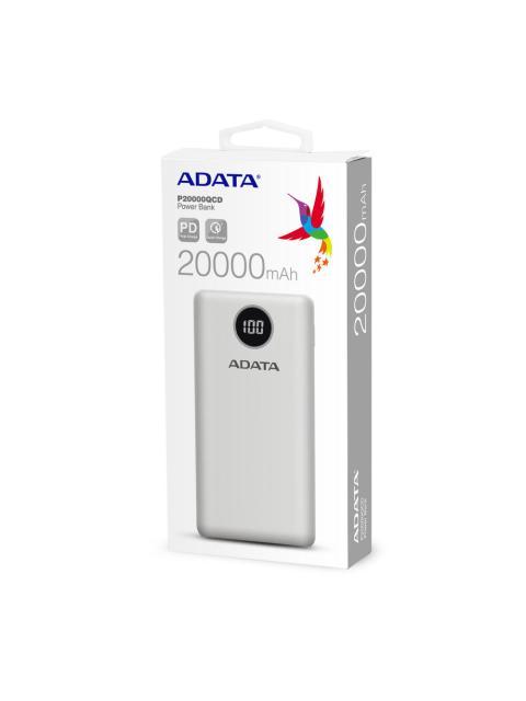 CARGADOR PORTATIL ADATA POWER BANK P20000QCD 20AH BLANCO - Imagen 3