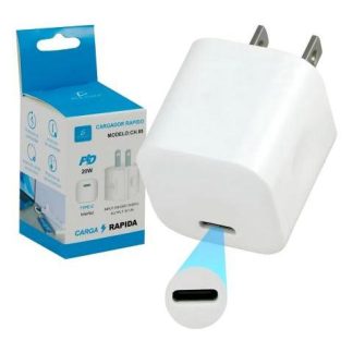 CARGADOR TIPO C CARGA RAPIDA 20W ADAPTADOR DE CORRIENTE BLANCO