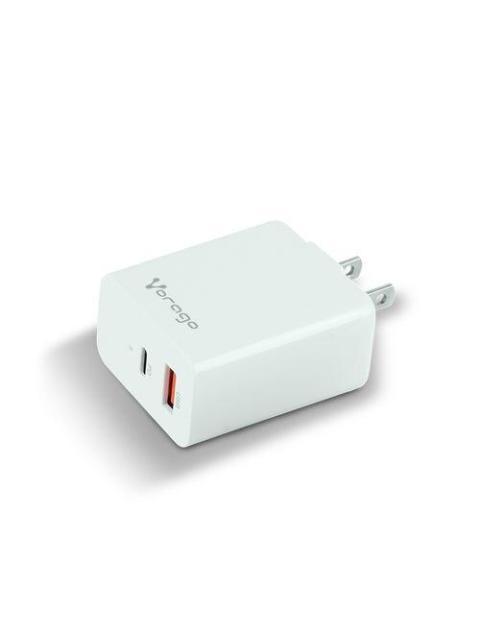 CARGADOR UNIVERSAL VORAGO QUICK CHARGE DOBLE ENTRADA USB-C - USB-A 20W BLANCO AU-350-WH - Imagen 4