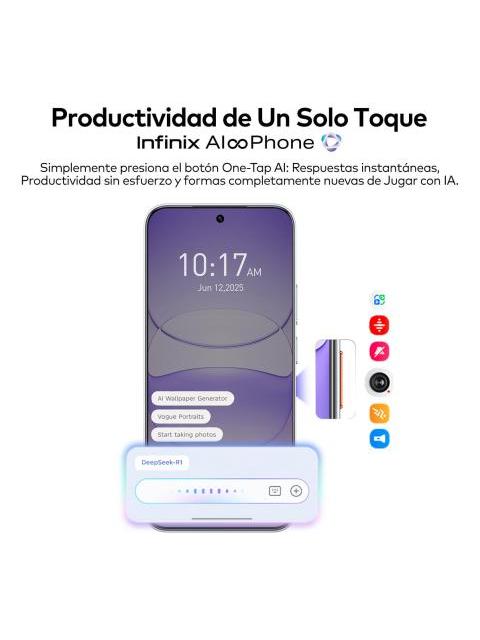CELULAR INFINIX HOT 60 PRO AI PHONE DUAL SIM PLATEADO 8+8GB RAM 256 GB ROM 6.78 AMOLED 1.5K 144 HZ BATTERY 5160 MAH CARGA RAPIDA 45 W DISEñO ULTRAFINO DE 6.6 MM IP64 - Imagen 7