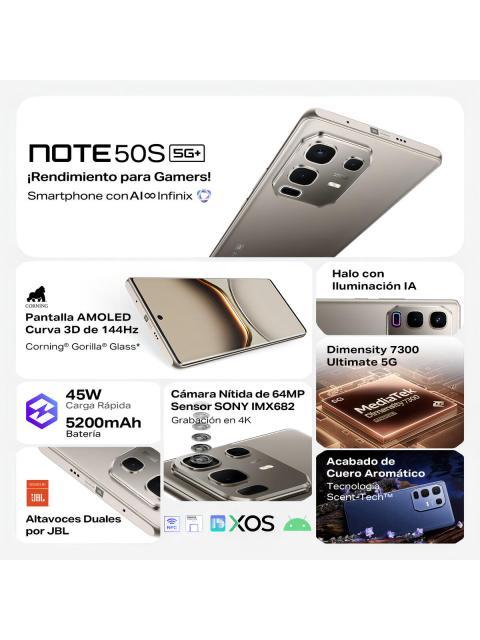 CELULAR INFINIX NOTE 50S 5G AI PHONE PANTALLA 3D CURVADA ULTRA DELGADA 256GB ROM 8GB RAM MORADO 6.78QUOT; 144HZ AMOLED 5200MAH CARGA RAPIDA 45W - Imagen 4