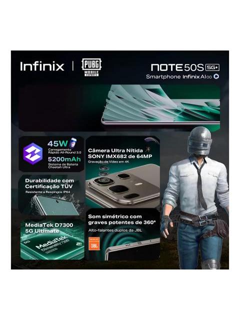 CELULAR INFINIX NOTE 50S 5G PANTALLA 3D CURVADA ULTRA DELGADA 256GB ROM 8GB RAM GRIS 6.78QUOT; 144HZ AMOLED 5200MAH CARGA RAPIDA 45W - Imagen 7