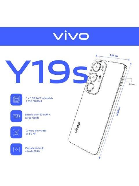 CELULAR VIVO Y19S 256GB 8GB RAM | | CAMARA TRIPLE | BATERIA 5150MAH | CARGA RAPIDA 44W | 2 AñOS COLOR PLATEADO - Imagen 8