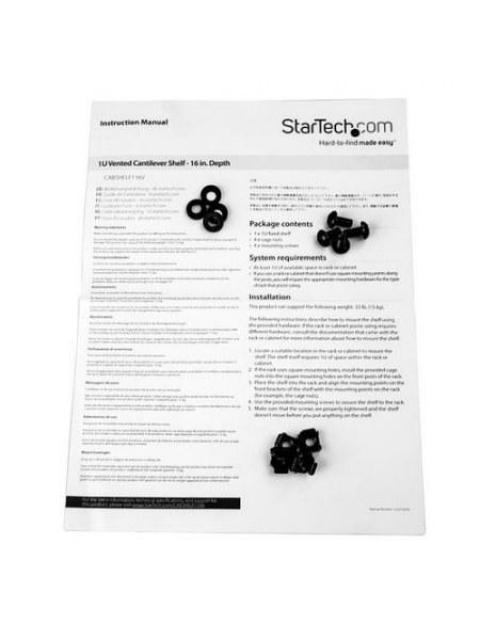 STARTECH CHAROLA VENTILADA PARA RACK 1U HASTA 20KG NEGRO
