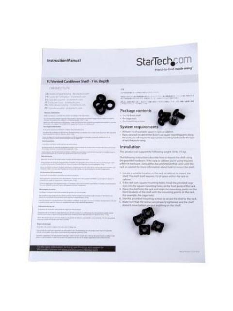 STARTECH CHAROLA VENTILADA PARA RACK 1U HASTA 20KG NEGRO - Imagen 4