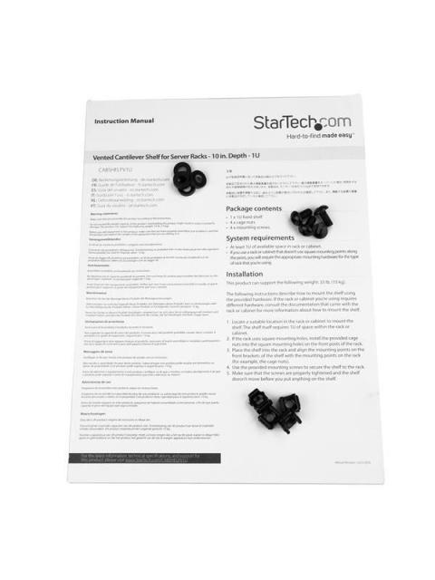 CHAROLA VENTILADA STARTECH 1U PARA RACK HASTA 20KG NEGRO CABSHELFV1U - Imagen 5