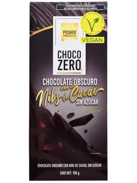 CHOCOLATE OBSCURO EN BARRA CON NIBS DE CACAO 100 G PICARD CHOCOLA