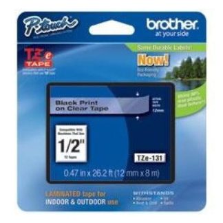 CINTA BROTHER TZE131 NEGRO SOBRE CLARO 12MM X 8M