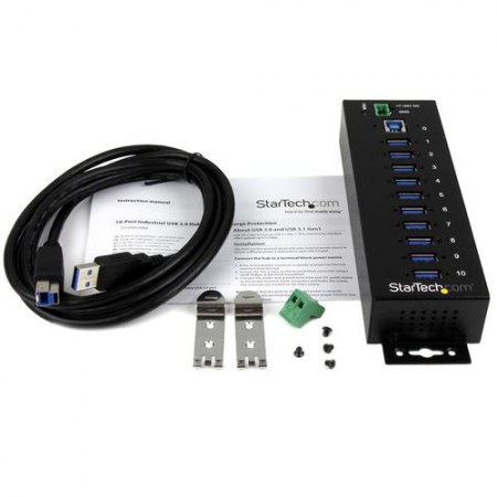 STARTECH HUB CONCENTRADOR INDUSTRIAL 5000 MBIT-S USB 3.0 DE 10 PUERTOS NEGRO