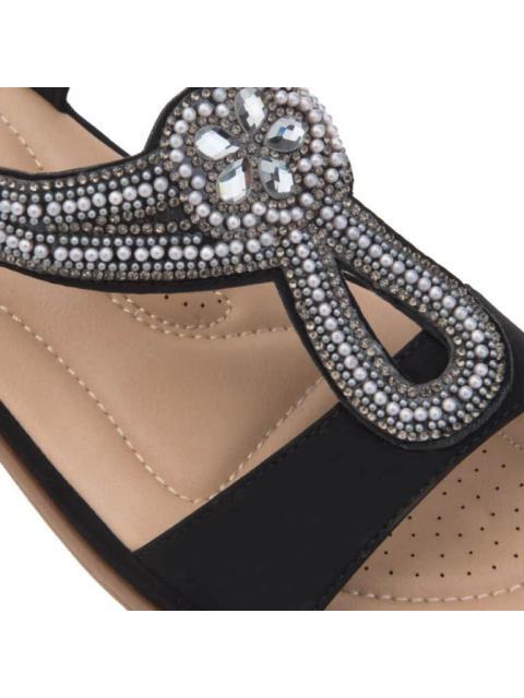 SANDALIA CONFORT CON BRILLOS NEGRO VI LINE - Imagen 4