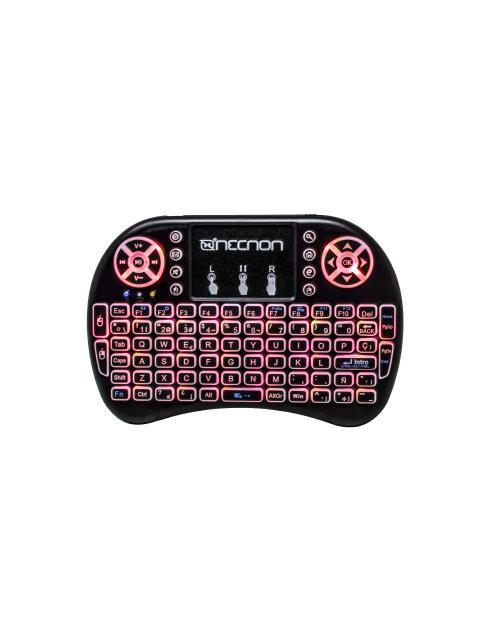 CONTROL REMOTO NCR01 TOUCH PAD TECLADO QWERTY LED 7 COLORES RECARGABLE TV SMARTPHONE TV BOX NEGRO - Imagen 3