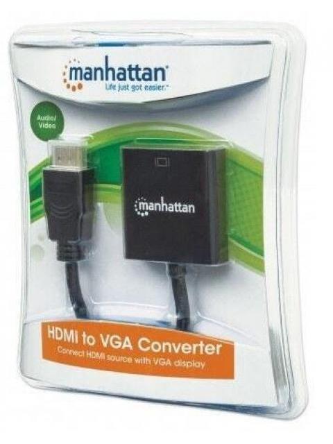 MANHATTAN ADAPTADOR HDMI MACHO - VGA HEMBRA 22CM NEGRO - Imagen 5