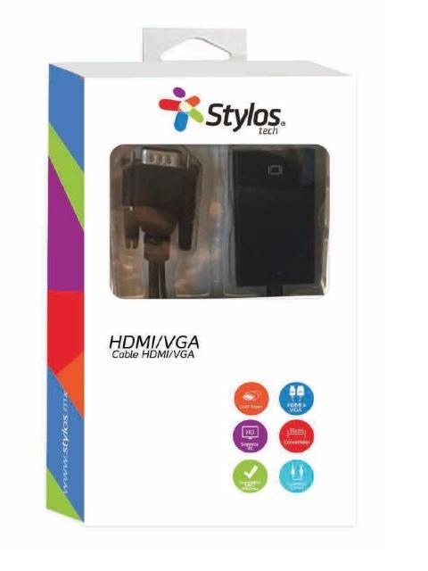 CONVERTIDOR STYLOS HDMI A VGA+AUDIO 3.5MM 15 CM STACHV1B - Imagen 3