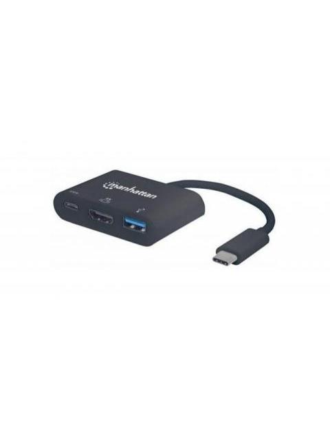 MANHATTAN ADAPTADOR USB C MACHO - HDMI-USB A-USB C HEMBRA NEGRO - Imagen 2