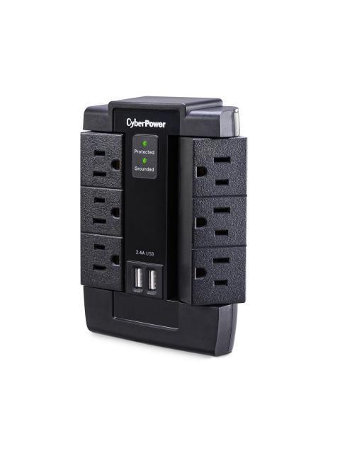 CYBERPOWER SUPRESOR DE PICOS P600WSURC1 6 CONTACTOS 2X USB 1200 JOULES - Imagen 2
