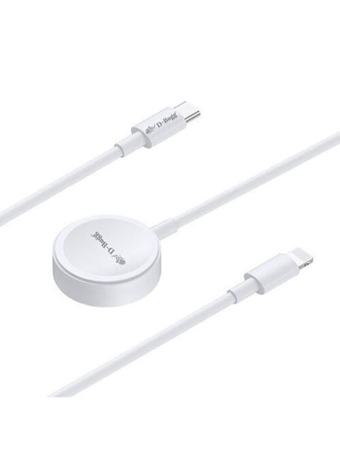 D-BUGG CABLE DE CARGA 2 EN 1 LIGHTNING - CARGADOR INALAMBRICO 1 METRO BLANCO - Imagen 2