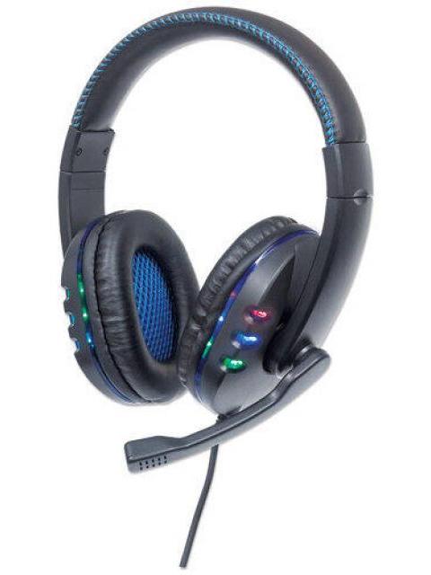 MANHATTAN AUDIFONOS CON MICROFONO 176088 ALAMBRICO 1.8 METROS USB NEGRO-AZUL - Imagen 2