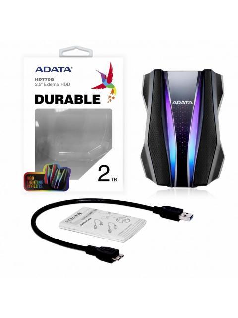 DISCO DURO EXTERNO ADATA HD770G RGB 2.5 2TB USB NEGRO A PRUEBA DE AGUA POLVO Y GOLPES - Imagen 7