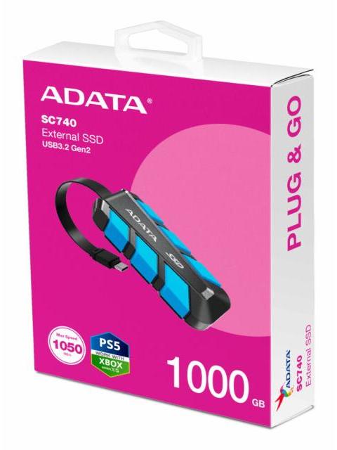 DISCO DURO EXTERNO ADATA SC740 2.5 1TB USB-C 3.1 NEGRO-AZUL RESISTENTE A GOLPES PARA XBOX SERIES X|S - Imagen 6