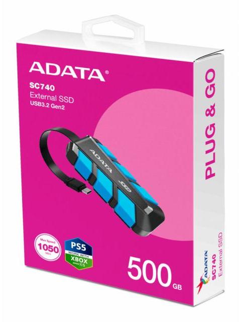 DISCO DURO EXTERNO ADATA SC740 2.5 500GB USB-C 3.1 NEGRO-AZUL RESISTENTE A GOLPES PARA XBOX SERIES X|S - Imagen 6
