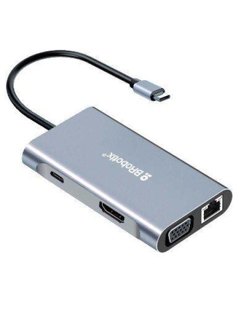 BROBOTIX DOCKING STATION 7 EN 1 6001202 USB C 3X USB 3.01X HDMI 1X VGA 1X RJ-45 PLATA - Imagen 3