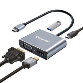 DOCKING STATION DE INTERFAZ 4 EN 1 BROBOTIX 2X USB-C HDMI 2X USB 3.0 VGA PLATA 6000687