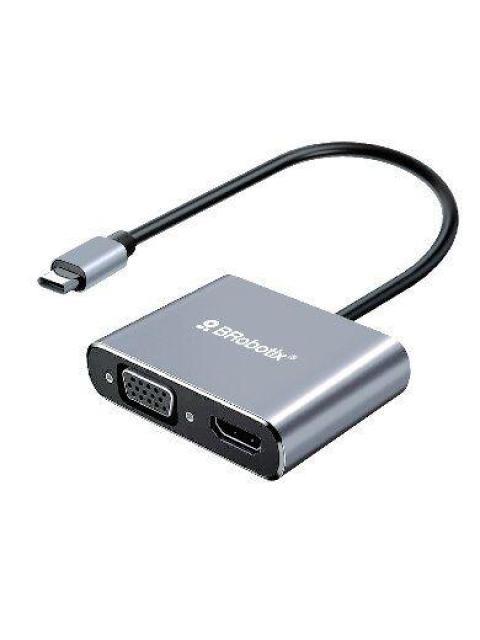 DOCKING STATION DE INTERFAZ 4 EN 1 BROBOTIX 2X USB-C HDMI 2X USB 3.0 VGA PLATA 6000687 - Imagen 2