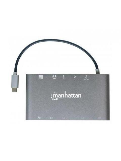 MANHATTAN DOCKING STATION 152808 USB C 3X USB 3.0 1X USB C 1X HDMI 1X VGA PLATA - Imagen 4