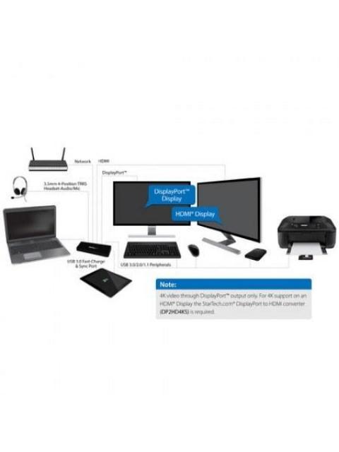 STARTECH  DOCKING STATION UNIVERSAL DISPLAYPORT HDMI 4K 4X USB 3.0 NEGRO - Imagen 6