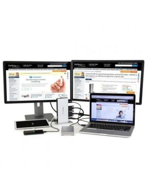STARTECH REPLICADOR DE PUERTOS UNIVERSAL USB 3.0 PARA LAPTOP CON DVI DOBLE Y ETHERNET GIGABIT CON ADAPTADORES HDMI VGA - Imagen 2