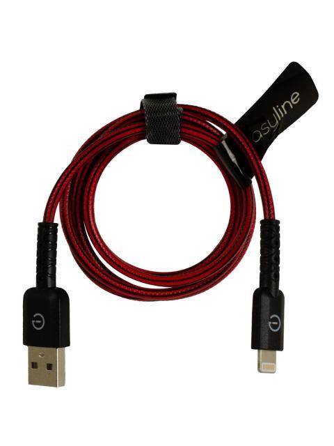 EASY LINE CABLE USB A MACHO - LIGHTNING MACHO 1 METRO NEGRO-ROJO - Imagen 3