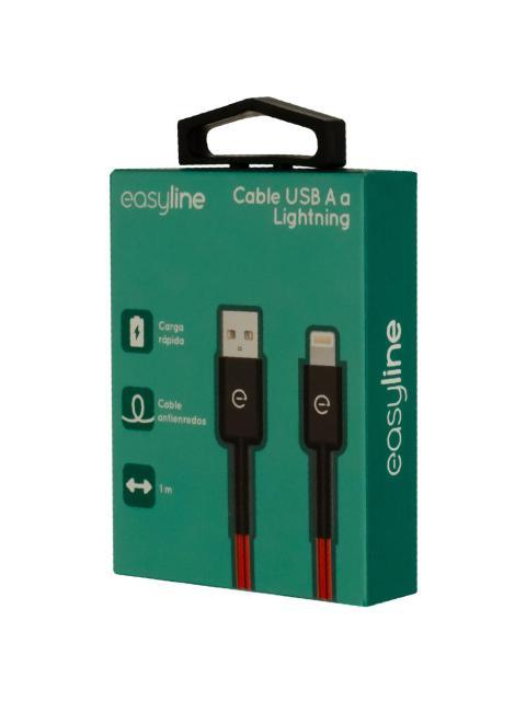 EASY LINE CABLE USB A MACHO - LIGHTNING MACHO 1 METRO NEGRO-ROJO - Imagen 4