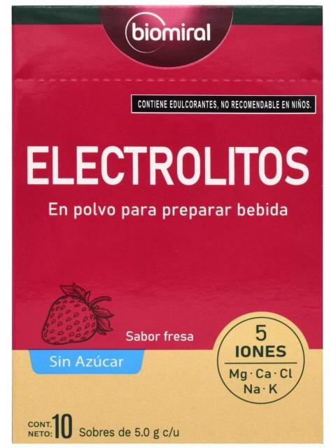 ELECTROLITOS FRESA 10 SOB 5 G C U BIOMIRAL P 10