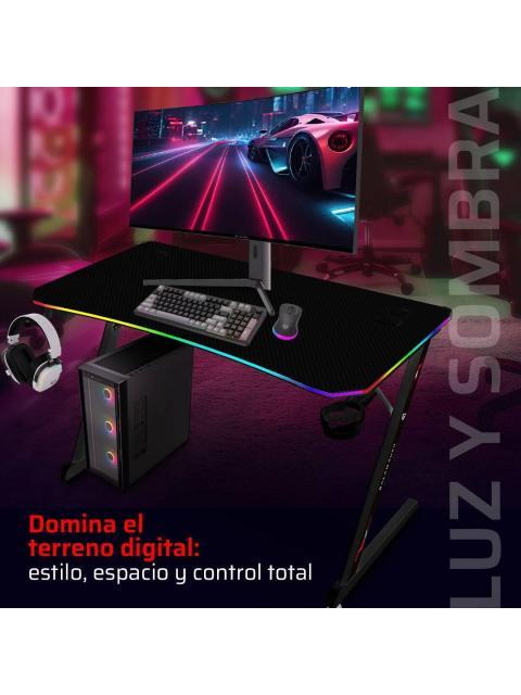 ESCRITORIO GAMER ERGONOMICO OLYMPUS SPOT GLOW PRO MRX8000 BALAM RUSH LEGEND SERIES ESCRITORIO GAMER ERGONOMICO 120 X 60CM ILUMINACION RGB PORTA VASOS - Imagen 3