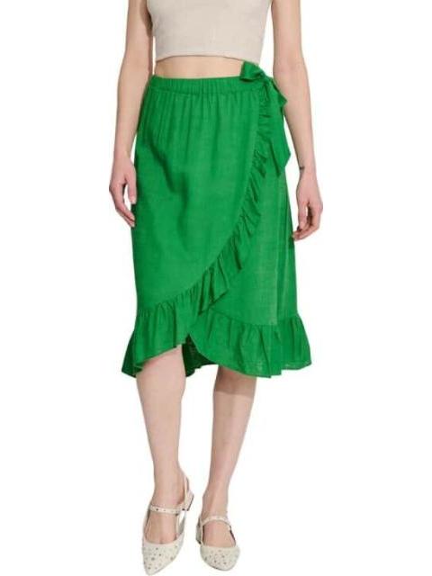 FALDA DE LINO CON VOLANTES VERDE HOLLY LAND - Imagen 2