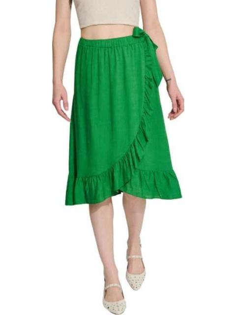 FALDA DE LINO CON VOLANTES VERDE HOLLY LAND - Imagen 3