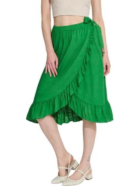 FALDA DE LINO CON VOLANTES VERDE HOLLY LAND - Imagen 4