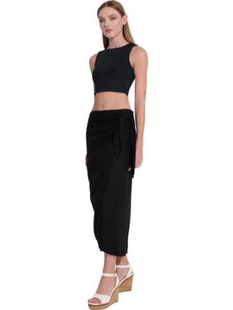 FALDA DE LINO CRUZADA NEGRO HOLLY LAND - Imagen 4