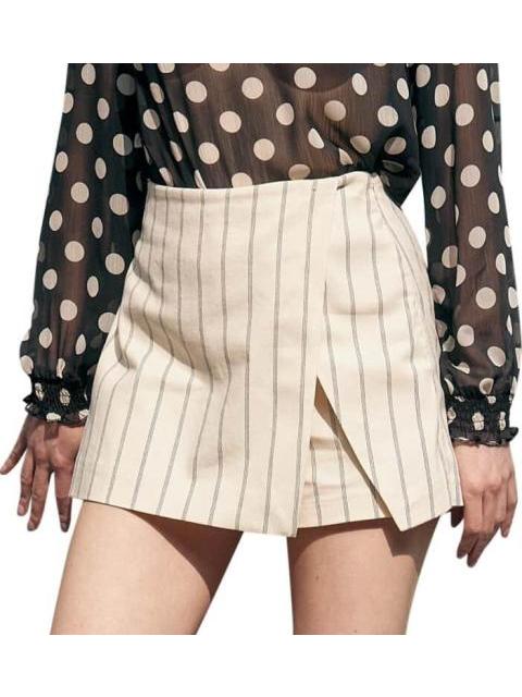 FALDA SHORT DE LINO BLANCO/NEGRO HOLLY LAND - Imagen 3
