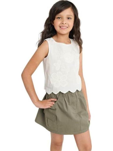 FALDA SHORT GABARDINA VERDE OLIVO HOLLY LAND KIDS - Imagen 2