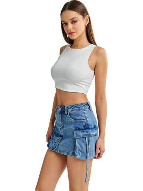 FALDA SHORT MEZCLILLA STONE ATMOSPHERE DNM - Imagen 4
