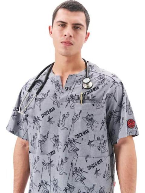 FILIPINA PIJAMA QUIRURGICA CABALLERO GRIS MARVEL SPIDERMAN - Imagen 3