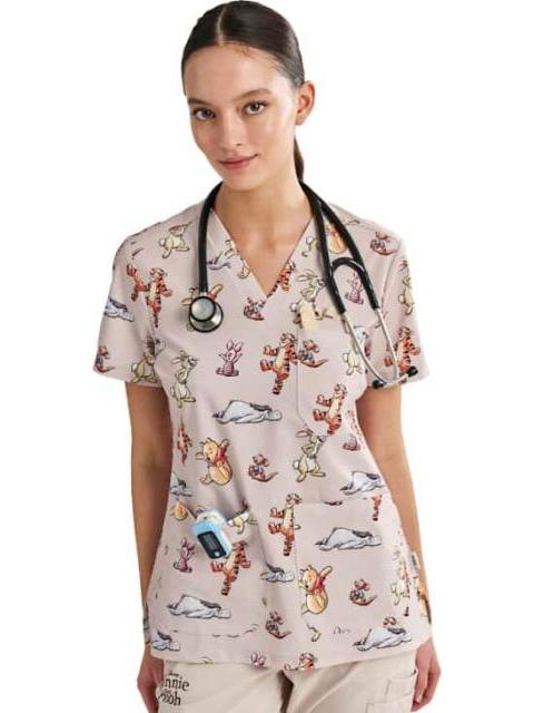 FILIPINA PIJAMA QUIRURGICA DAMA BEIGE WINNIE THE POOH - Imagen 3