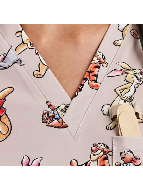 FILIPINA PIJAMA QUIRURGICA DAMA BEIGE WINNIE THE POOH - Imagen 6
