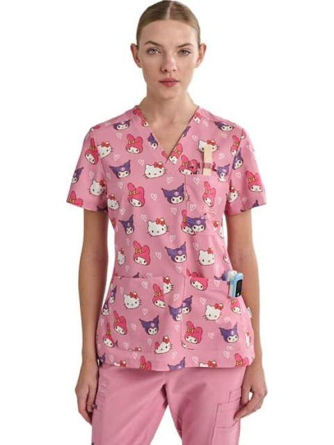 FILIPINA PIJAMA QUIRURGICA DAMA PALO DE ROSA HELLO KITTY AND FRIENDS - Imagen 4