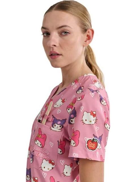 FILIPINA PIJAMA QUIRURGICA DAMA PALO DE ROSA HELLO KITTY AND FRIENDS - Imagen 5
