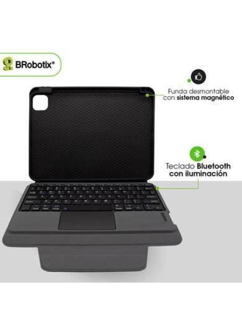 FUNDA CON TECLADO MAGNETICO TECLADO BLUETOOTH Y PANEL TACTIL PARA IPAD AIR 11 (M2) 2024 BATERIA RECARGABLE 11 PULGADAS 6007815 BROBOTIX - Imagen 4