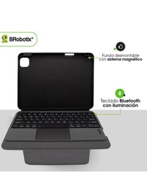 FUNDA CON TECLADO MAGNETICO TECLADO BLUETOOTH Y PANEL TACTIL PARA IPAD PRO 11 (M4) 2024 BATERIA RECARGABLE 11 PULGADAS 6007839 BROBOTIX - Imagen 4