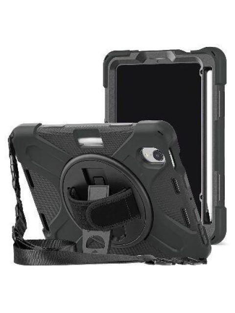 BROBOTIX FUNDA DE USO RUDO CON CORREA Y GIRO 360° PARA IPAD MINI 8.3 6TA GENERACION NEGRO - Imagen 2