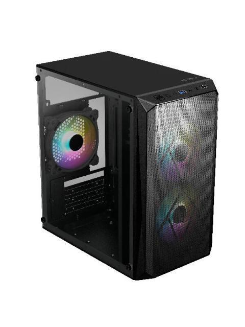 GABINETE ACTECK DOOM GI630 MICRO-TOWER MICRO-ATX-MINI-ITX USB 2.0-3.0 CON FUENTE DE 500W 3 VENTILADORES INSTALADOS NEGRO - Imagen 2